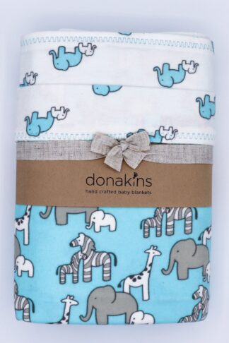 Donakins Blue Safari Flannel Baby Blanket