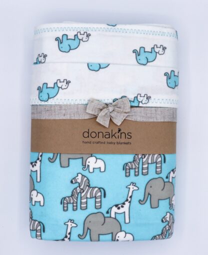Donakins Blue Safari Flannel Baby Blanket