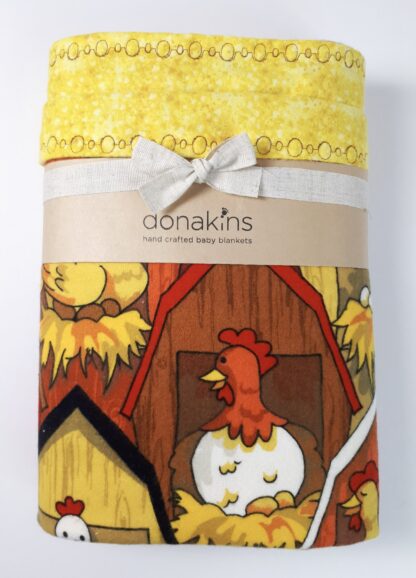 Donakins Chicken Coop Farm Themed Flannel Baby Blanket