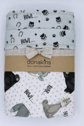 Donakins Furry Friends Bear and Animal Themed Flannel Baby Blanket