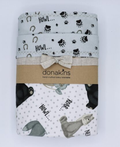 Donakins Furry Friends Bear and Animal Themed Flannel Baby Blanket