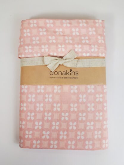 donakins soft pink patterned guaze baby blanket