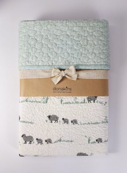 donakins sheep family custom free motion quilted baby quilt