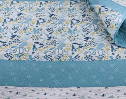 Donakins Under the Sea Blue Ocean Themed Custom Free Motion Baby Quilt